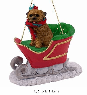 Norfolk Terrier Sleigh Ride Christmas Ornament