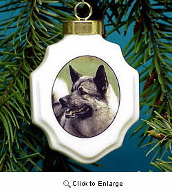 Norwegian Elkhound Christmas Ornament Porcelain