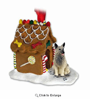 Norwegian Elkhound Gingerbread House Christmas Ornament