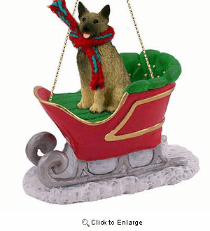 Norwegian Elkhound Sleigh Ride Christmas Ornament