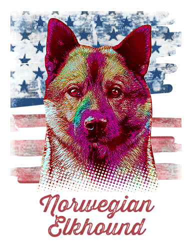 Norwegian Elkhound T Shirt American Flag