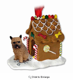 Norwich Terrier Gingerbread House Christmas Ornament