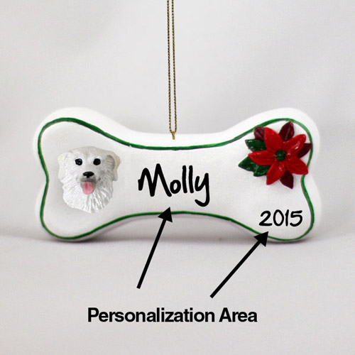 Norwich Terrier Personalized Dog Bone Christmas Ornament