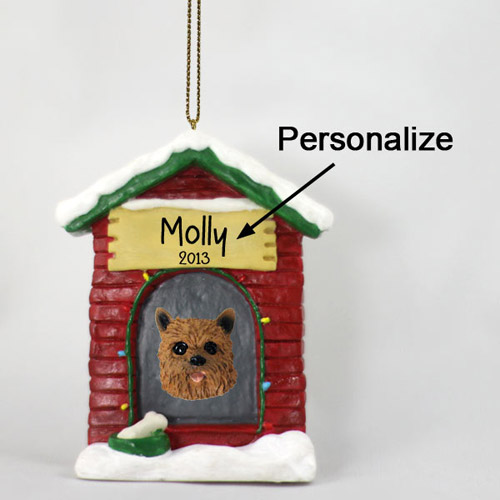 Norwich Terrier Personalized Dog House Christmas Ornament