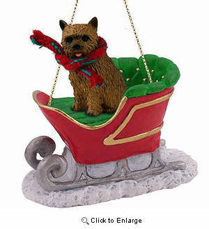 Norwich Terrier Sleigh Ride Christmas Ornament