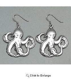 Octopus Earrings Sterling Silver