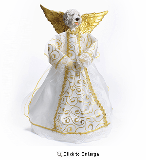 Old English Sheepdog Angel Christmas Tree Topper