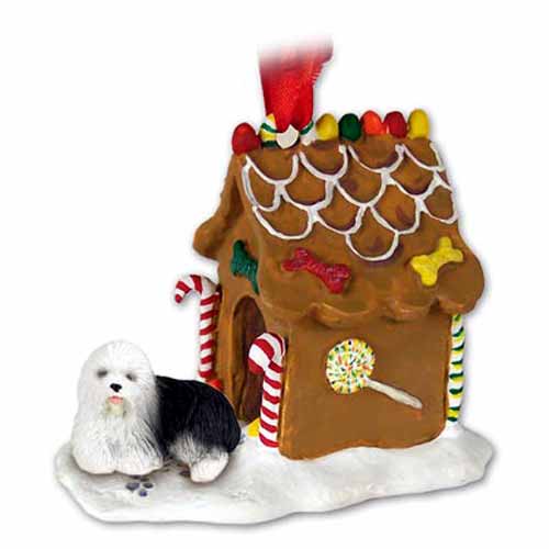 Old English Sheepdog Gingerbread House Christmas Ornament