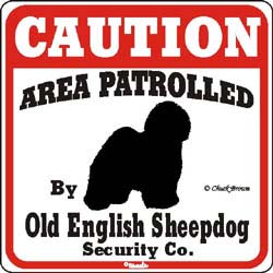 Old English Sheepdog Caution Sign