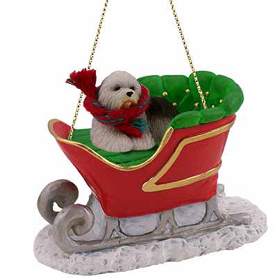 Old English Sheepdog Sleigh Ride Christmas Ornament