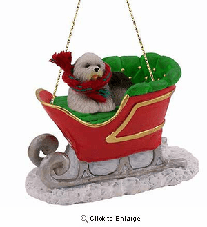 Old English Sheepdog Sleigh Ride Christmas Ornament