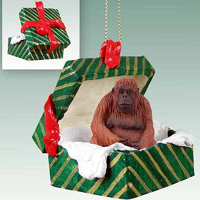 Orangutan Gift Box Christmas Ornament