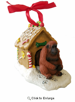 Orangutan Gingerbread House Christmas Ornament