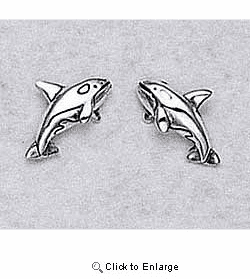 Orca Whale Earrings Sterling Silver