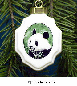 Panda Bear Christmas Ornament Porcelain