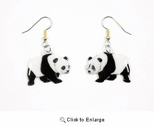 Panda Bear Earrings Hand Painted Acrylic