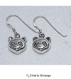 Panda Bear Earrings Sterling Silver