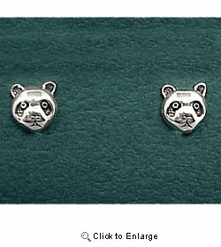 Panda Bear Earrings Sterling Silver Stud