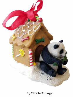 Panda Bear Gingerbread House Christmas Ornament