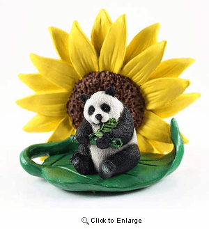Panda Bear Sunflower Figurine