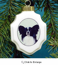 Papillon Christmas Ornament Porcelain