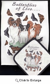 Papillon Dish Towel & Potholder