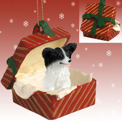 Papillon Gift Box Red Christmas Ornament