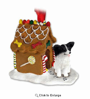 Papillon Gingerbread House Christmas Ornament Black-White