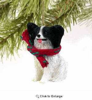 Papillon Tiny One Christmas Ornament Black-White