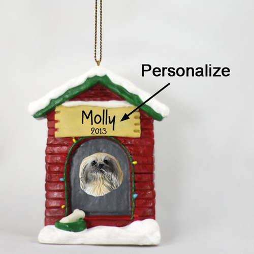 Pekingese Personalized Dog House Christmas Ornament
