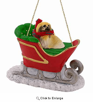 Pekingese Sleigh Ride Christmas Ornament