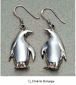 Penguin Earrings Sterling Silver
