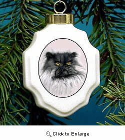 Persian Cat Christmas Ornament Porcelain