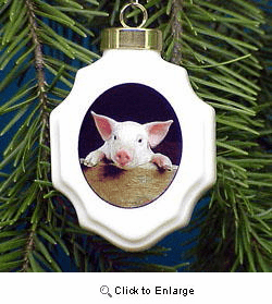 Pig Christmas Ornament Porcelain