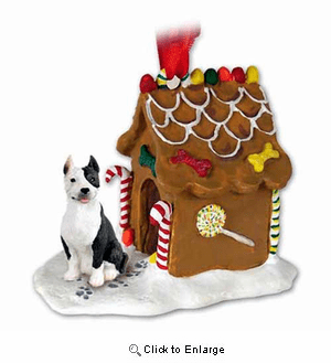 Pit Bull Terrier Gingerbread House Christmas Ornament Brindle