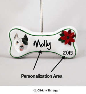 Pit Bull Terrier Personalized Dog Bone Christmas Ornament