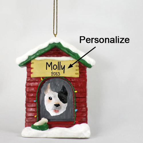 Pit Bull Terrier Personalized Dog House Christmas Ornament