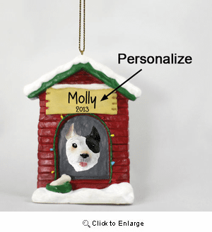 Pit Bull Terrier Personalized Dog House Christmas Ornament