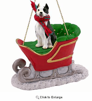 Pit Bull Terrier Sleigh Ride Christmas Ornament Brindle