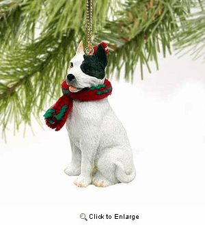Pit Bull Terrier Tiny One Christmas Ornament White