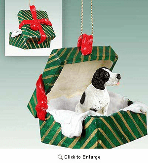 Pointer Gift Box Christmas Ornament Black-White