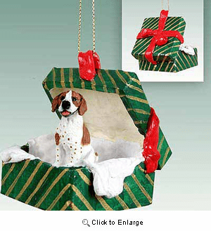 Pointer Gift Box Christmas Ornament Brown-White
