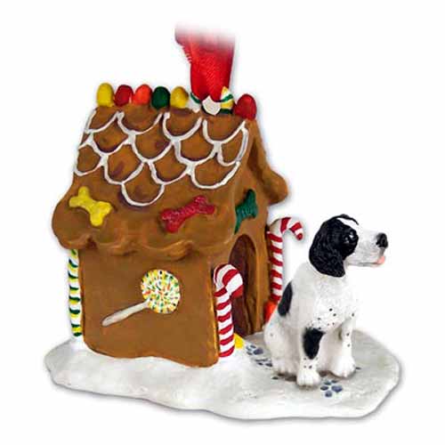 Pointer Gingerbread House Christmas Ornament Black-White