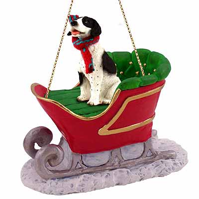 Pointer Sleigh Ride Christmas Ornament Black-White