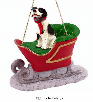Pointer Sleigh Ride Christmas Ornament Black-White