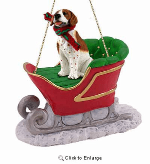 Pointer Sleigh Ride Christmas Ornament Brown-White