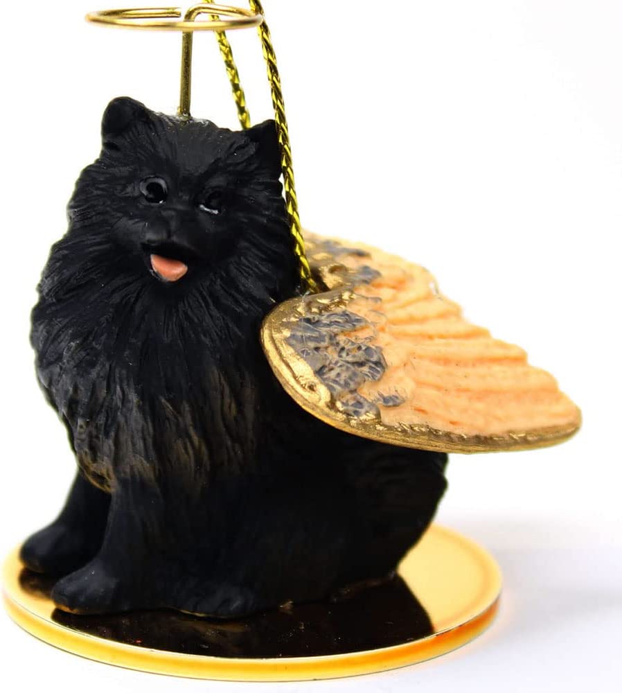 Pomeranian Angel Ornament Black