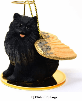 Pomeranian Angel Ornament Black