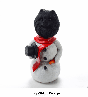 Pomeranian Black Snowman Christmas Decoration