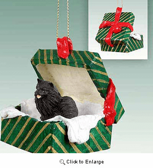 Pomeranian Gift Box Christmas Ornament Black